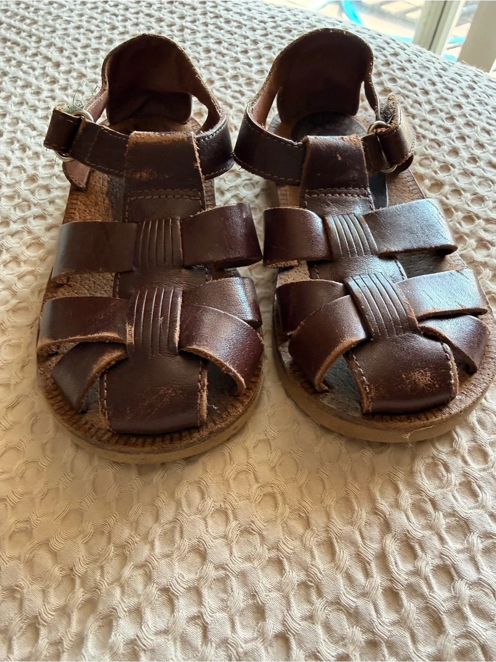 Laguna B Brown Leather Fisherman-Style Kids Sandals